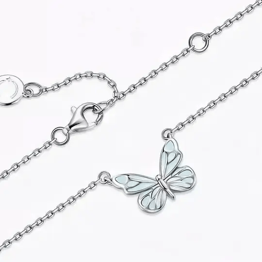 Luminous Dream Blue Butterfly Necklace
