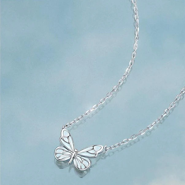 Luminous Dream Blue Butterfly Necklace