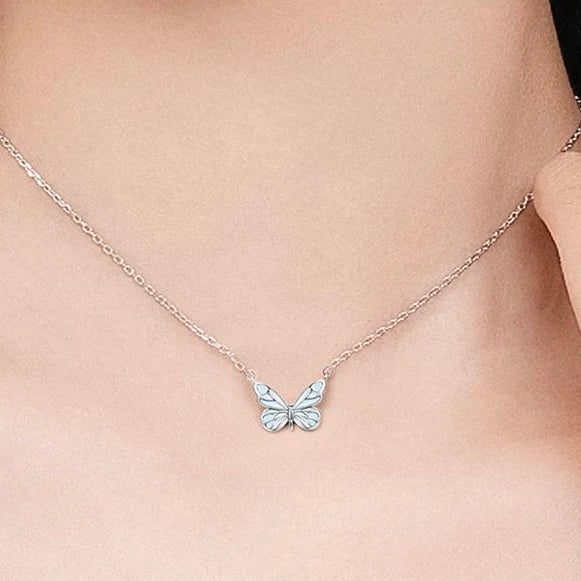 Luminous Dream Blue Butterfly Necklace