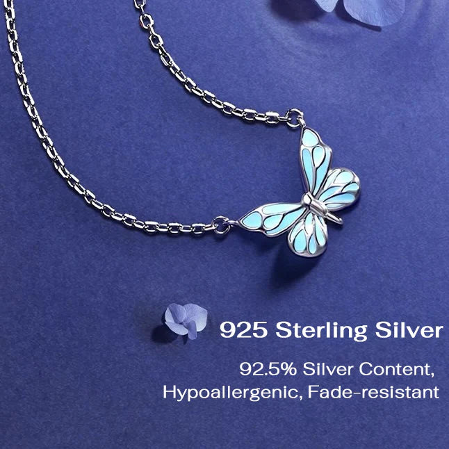 Luminous Dream Blue Butterfly Necklace